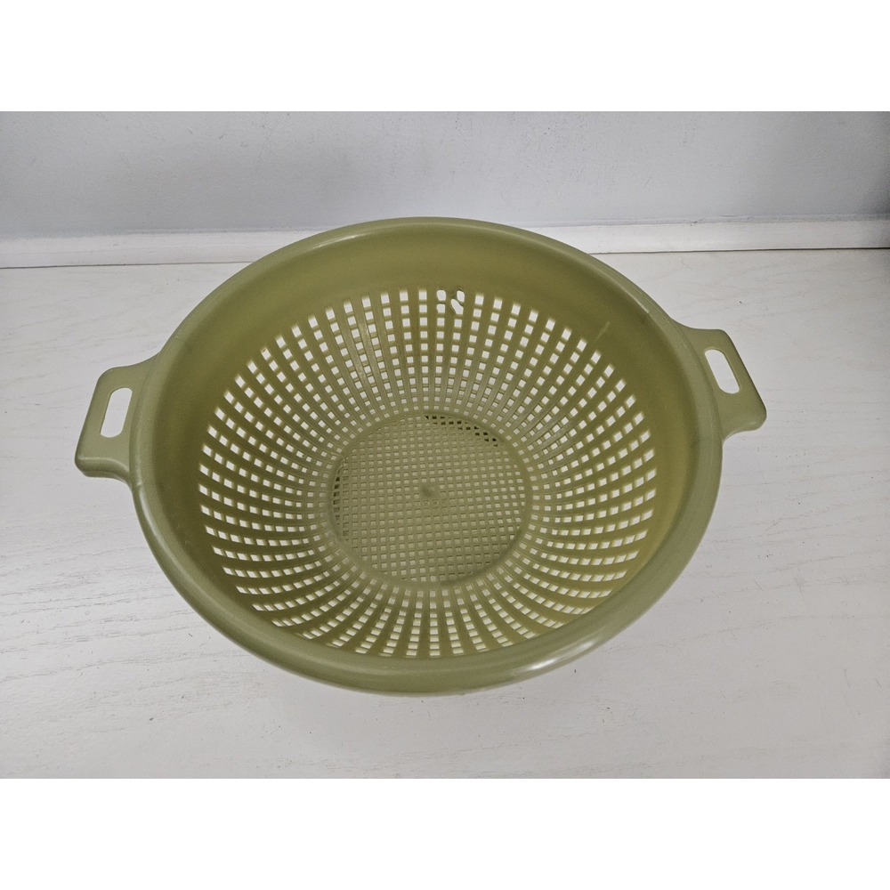 Vintage 1970's Avocado/Olive Green Colander Plastic Strainer‎ Unknown Maker